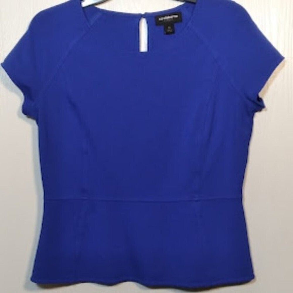 Liz Claiborne Career Blue Peplum Top Size: M